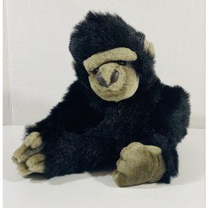 Vintage Fukei Ape Plush Gorilla Stuffed Animal Toy Black Long Fur 12" Jungle